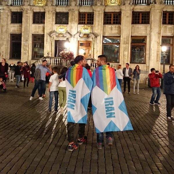 IranPride flag in Brussels, Belgium