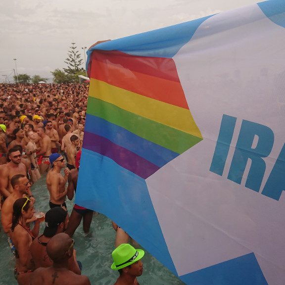 IranPride flag in Circuit festival, Barcelona, Spain
