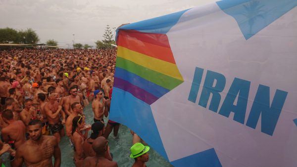 IranPride flag in Circuit festival, Barcelona, Spain