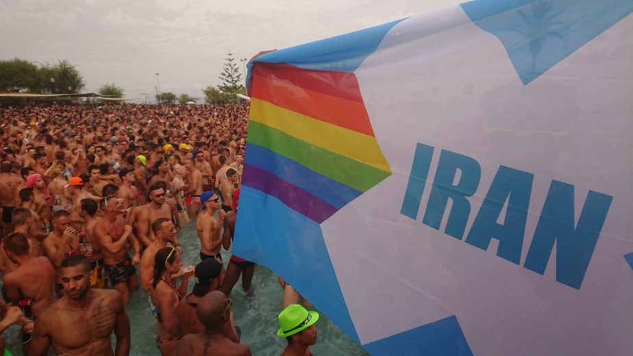 IranPride flag in Circuit festival, Barcelona, Spain