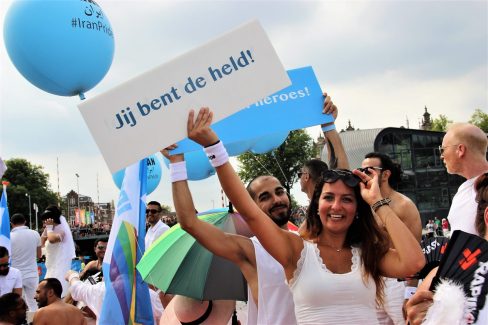 Iran Boat in Amsterdam Canal Pride 2018Photo: Parisa Akbarzadeh - (CC) JoopeA