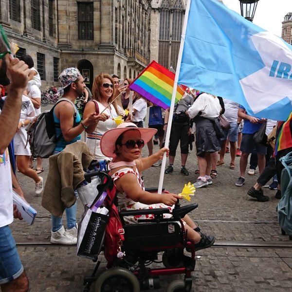 Manije Rezaei walks for IranPride in Amsterdam Pride Park 2018 - Photo: Farzad Seifikaran - (CC) JoopeA